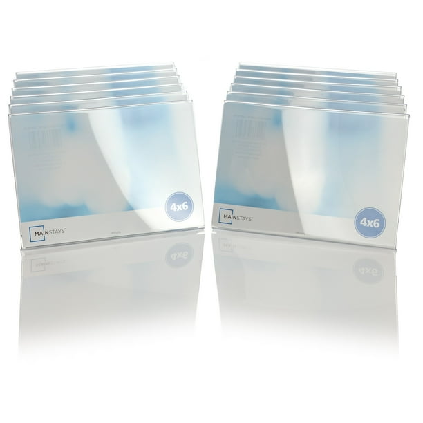 Mainstays 4x6 Horizontal Bent Acrylic Tabletop Picture Frames, Set of