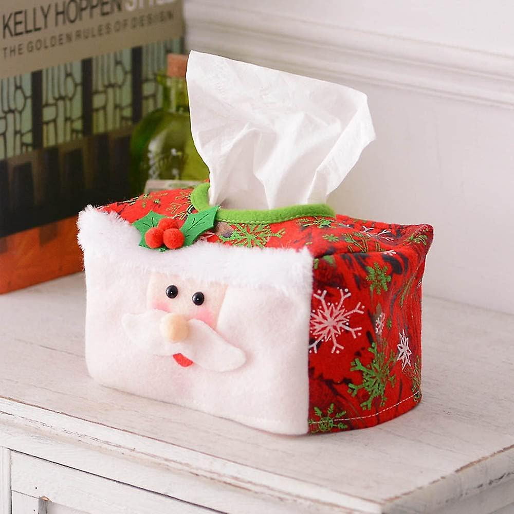 Festive Handmade Red Christmas Tissue Box Cover Rectangular Case