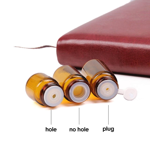pitrice Empty Essential Oil Bottles Amber Set Portable Containers Bottles Empty Container Sample Bottle Small Leakproof for Cosmetic Liquid No Hole 2ml