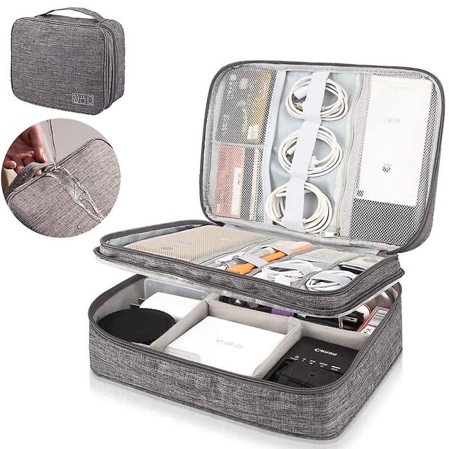 Bolsa organizadora de cables de viaje, bolsa organizadora de tres capas oso de fresa Hogar