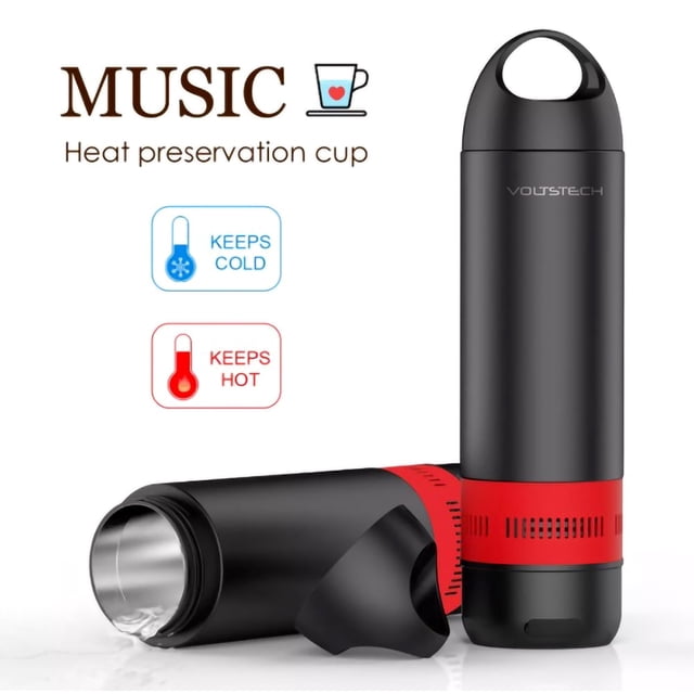 Botella de Agua Bluetooth con Aislamiento Al Vacío, Asa de Transporte y Altavoz Inalámbrico de Acero Inoxidable 304.