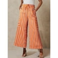 thumbnail image 5 of nochalofo Orange Wide Leg Sweatpants Women, Women Drawstring Striped Pants Loose Wide Leg Pants Casual Palazzo Pants Trousers with Pockets, 5 of 6
