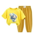 thumbnail image 1 of Odeerbi 2-12 Años Niño Niña Conjunto de Verano Camiseta de Manga Corta de Algodón Ice Silk Pantalón de Chándal Conjunto de Dos Piezas de Ropa Interior Estampada, 1 of 4