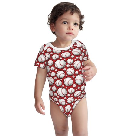 

Xecao Cute Baseball Print Baby and Toddler Short Sleeve Bodysuit One-piece 100% Organic Cotton for Infant Baby-3 Months