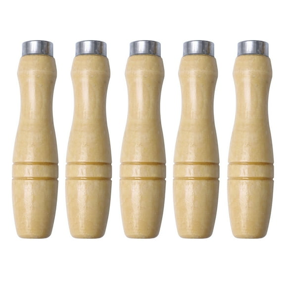 MRLESSY 5-Piece Wooden File Handle Set with Durable Metal Collars, 4.8MM Hole Diameter for Secure Grip