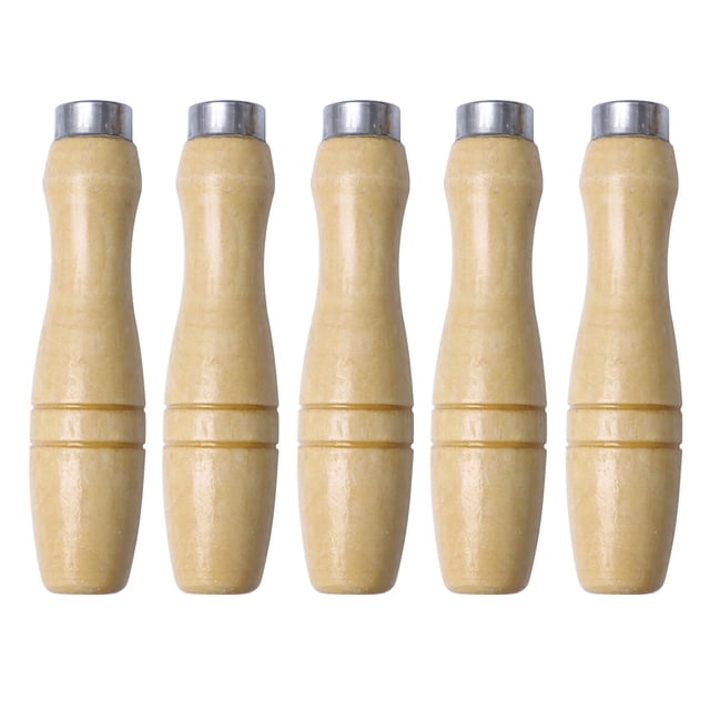 KAKOWELY 5pcs Wooden Handle for File Cutting Tool Craft - 4.8MM Inner Hole,4.13X"X0.94"X0.94"