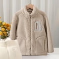thumbnail image 2 of Hjtefg Boys Thermal Windproof Jacket, Warm Stand Collar Coat for Kids, Cozy Brushed Lined Outerwear with Wind Block Design for School and Outdoor Use,Color: 3-Khaki Size: 7-8 Years, 2 of 3