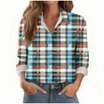 thumbnail image 4 of HongQid Women's Plaid Button Down Shirts Casual Long Sleeve Lightweight Checkered Spring Fall Shirt Tops, 4 of 7