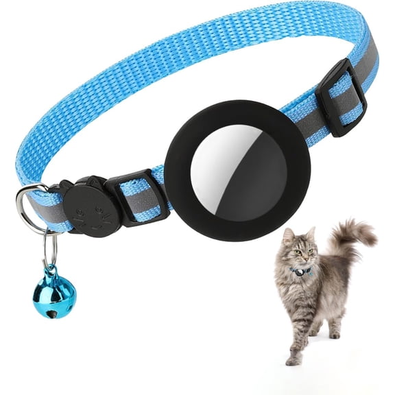 Kaleduo AirTag Cat Collar with Integrated Holder & Bell, Safety Elastic Band GPS Tracker Collar for Cats, Kittens & Puppies, XS Size, Green