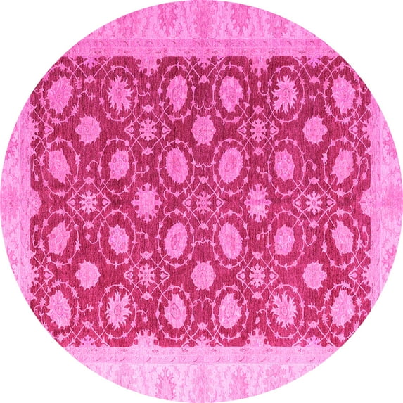 Ahgly Company Indoor Round Oriental Pink Modern Area Rugs, 8' Round