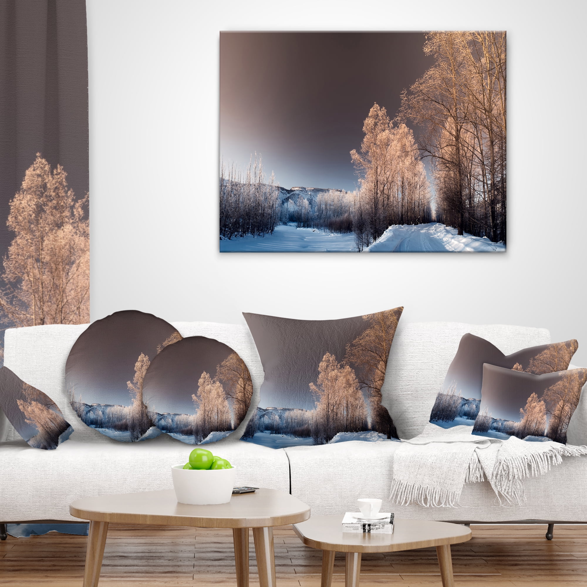 Designart Futuristic Winter Sky - Landscape Photography Throw Pillow - 18x18