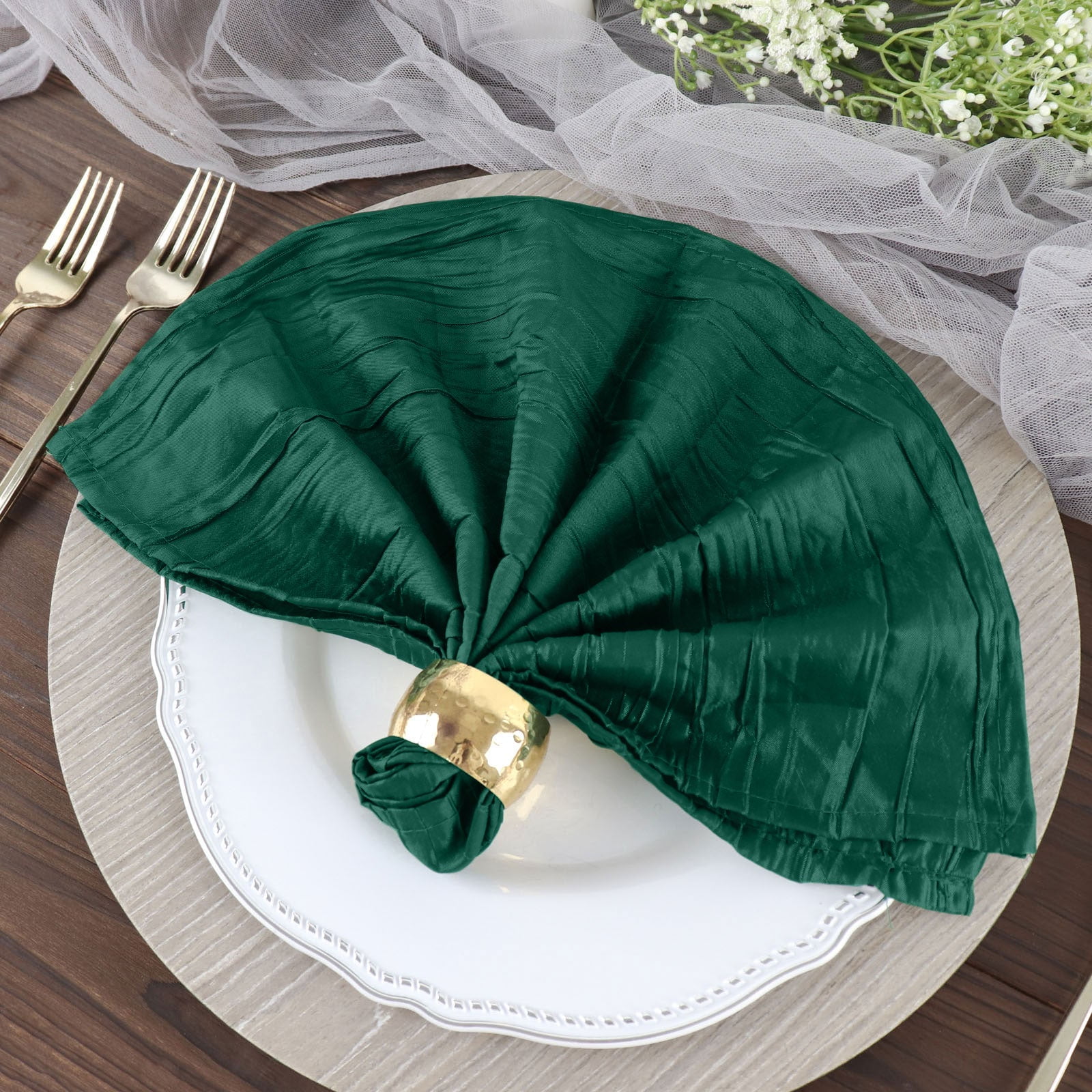 Efavormart Pack of 5 - Hunter Emerald Green Accordion Crinkle Taffeta ...