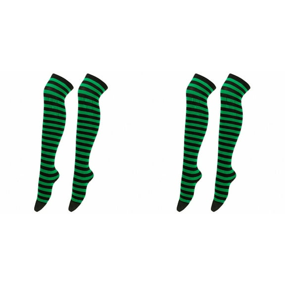 XIYNBAOK 2 Pairs Christmas Gifts Stocking Socks for Women Striped Thigh High Socks Long Striped Knee High Socks Xmas High Stockings for Women Girls Party Socks