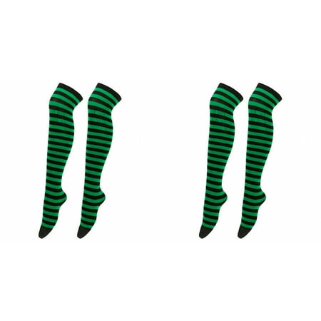 2 Pack Christmas High Long Stockings Over Knee Socks Christmas Party Socks Knee High Long Striped Stocking Socks 1 Pair Thigh High Garter Belt Ladies Stockings Large Fishnets Lingerie for Women with