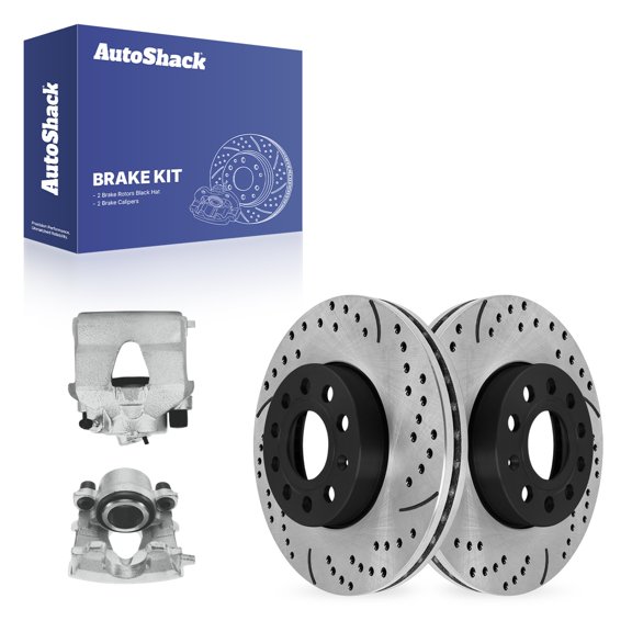 AutoShack Front Vented Drilled & Slotted E-Coated Brake Rotors Calipers 4-PC Brake Kit Replacement for 2011-2015 Volkswagen Jetta 2008 Volkswagen Jetta ShadowGuard 11.33" (287.8 mm)