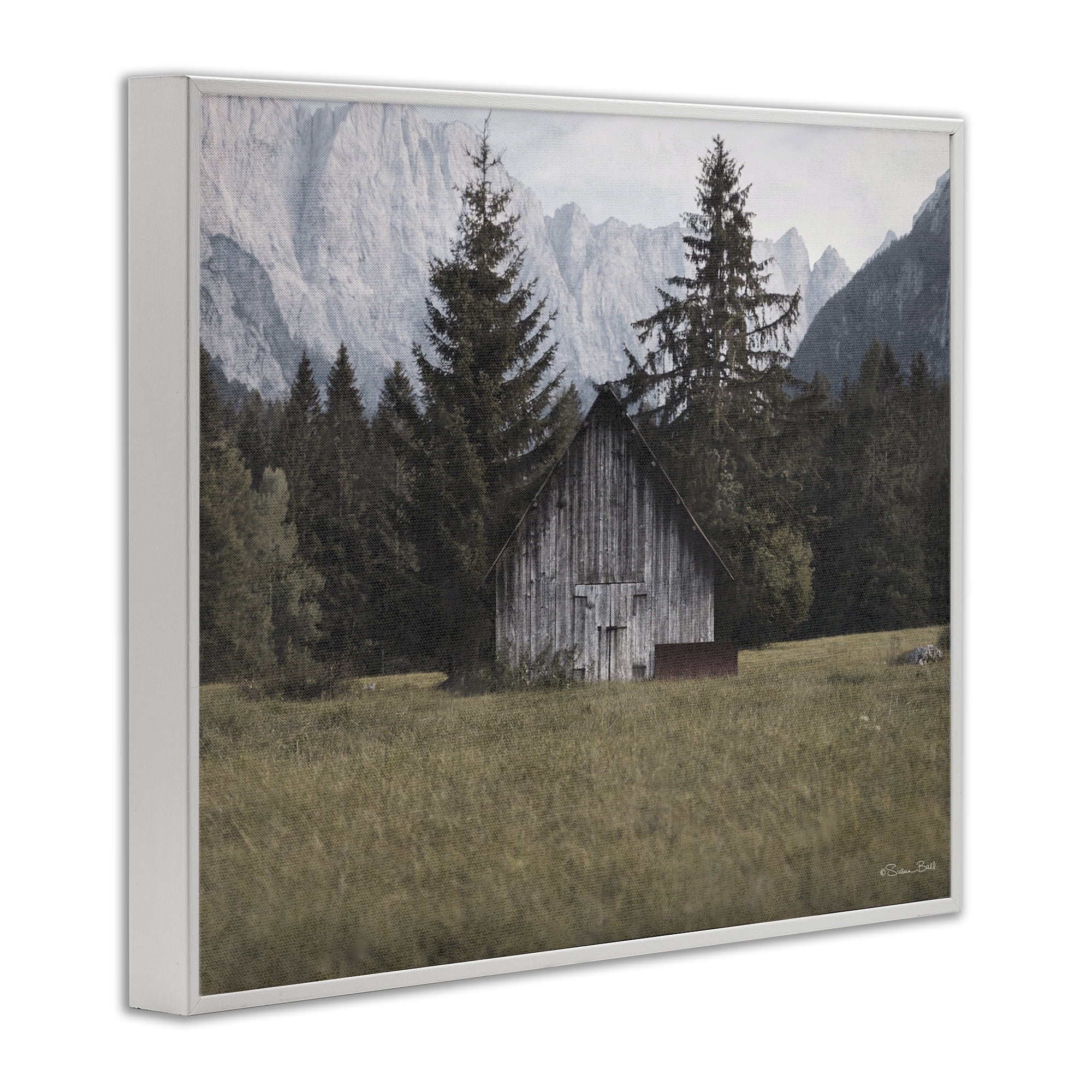 Stupell Industries Rustic Cabin Landscape Landscape Painting White Framed Art Print Wall Art, 20 x 16