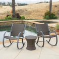 thumbnail image 2 of GDF Studio Leann Outdoor Wicker and Aluminum 3 Piece Rocking Chair Chat Set, Dark Brown, 2 of 7