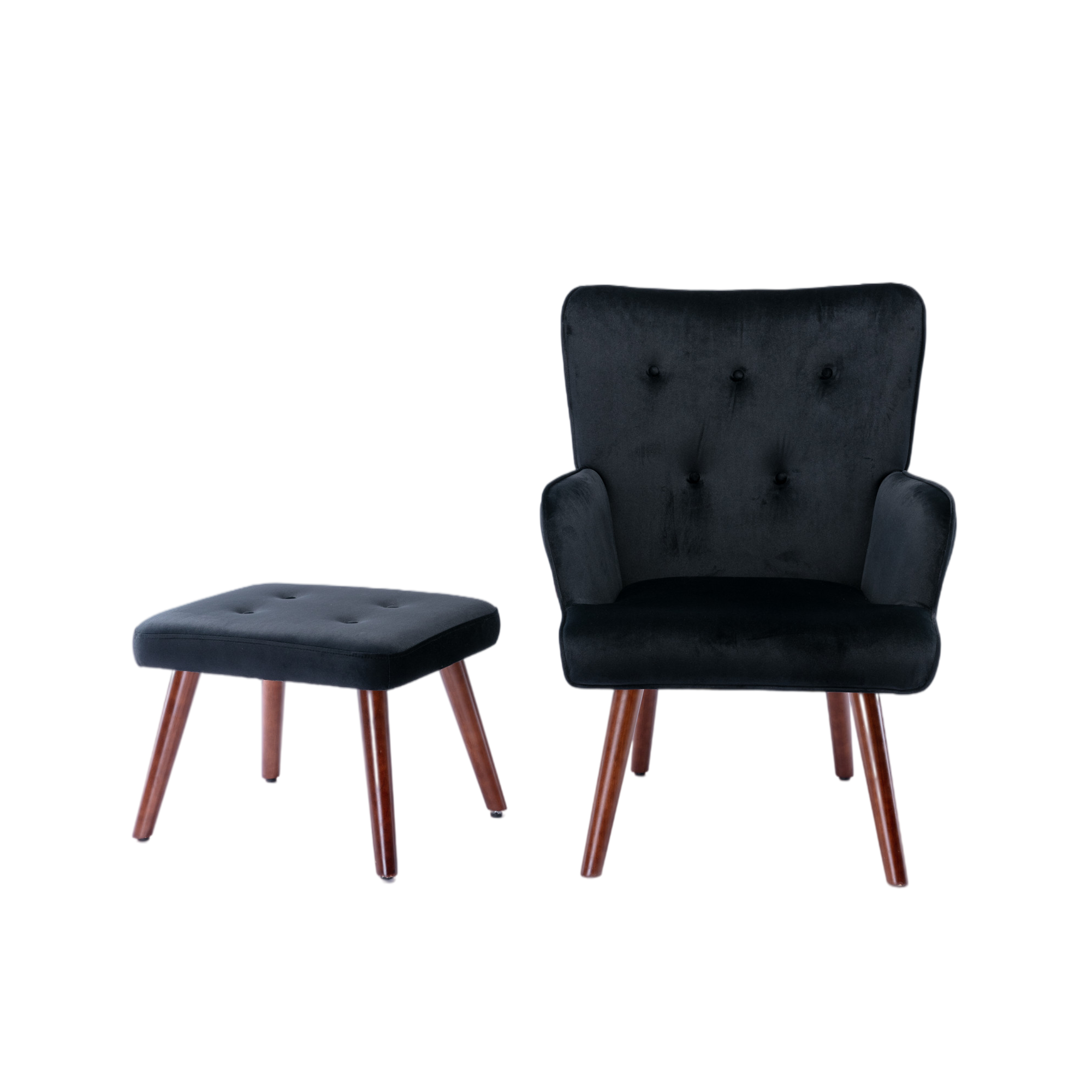 Single Sofa Tufted Club Chair and Ottoman Set for Bedroom Small Spaces