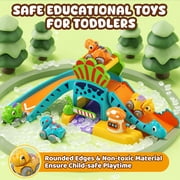 Toy Car for Kids, Dinosaur Toy Car, 5 in 1 Dinosaur Slide & Parking with 4 Push and Go Toy Cars, Toys for 2-3 Year Old, Toddler Toy Car, Learning Educational Toys for Boys Girls Best Birthday Gifts