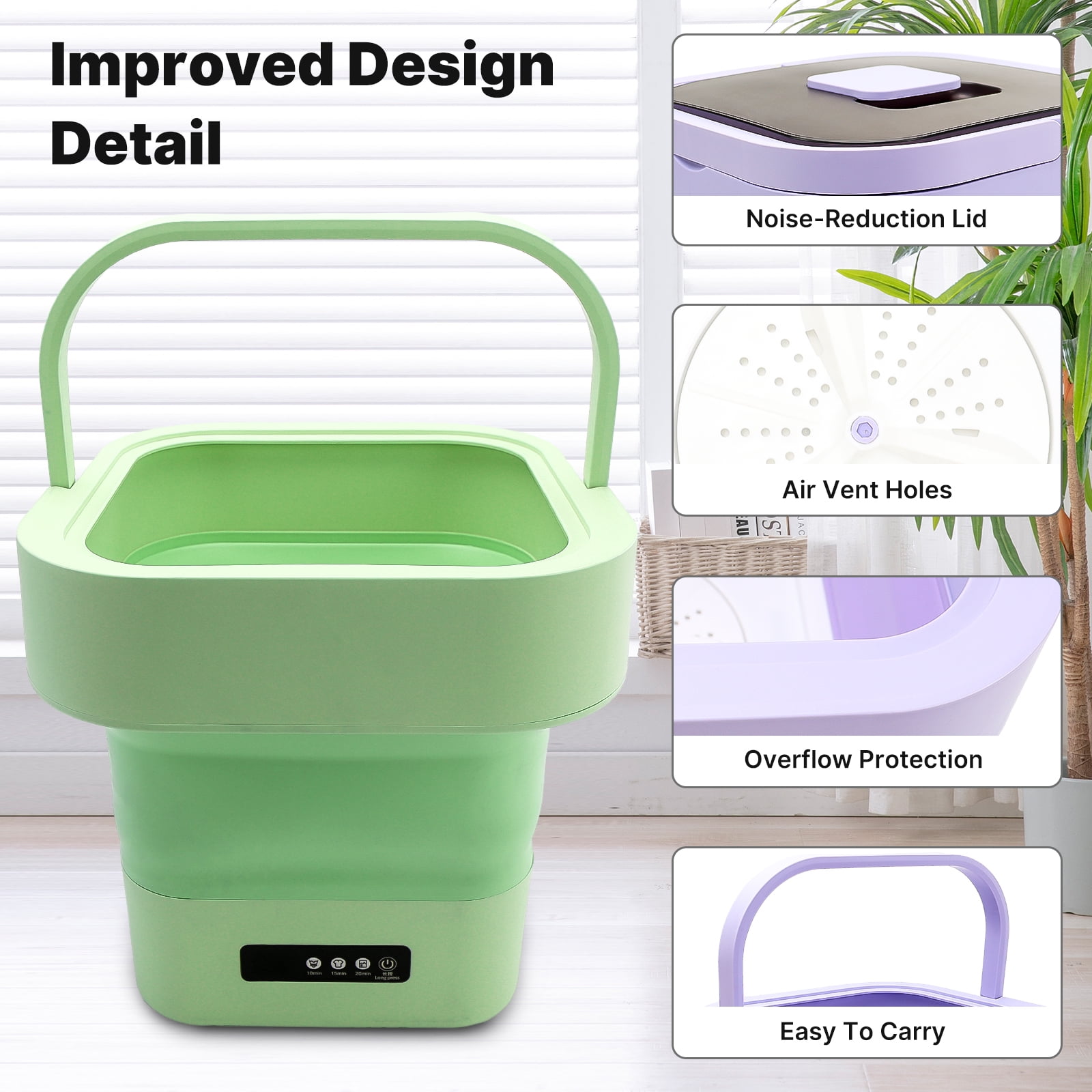 iMeshbean Portable Washing Machine,10L Foldable Mini Washer with 3 Modes for Deep Cleaning Baby Clothes and Underwear,Small Washing Machine for Apartments, Dorms, Camping, RVs and Travel