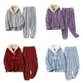 thumbnail image 2 of maskred Hiver Velours Chaud Pyjama Set Choix pour les Nuits Froides Polyvalent Polyester Corail Polaire Pyjama Doux Viné XL, 2 of 6