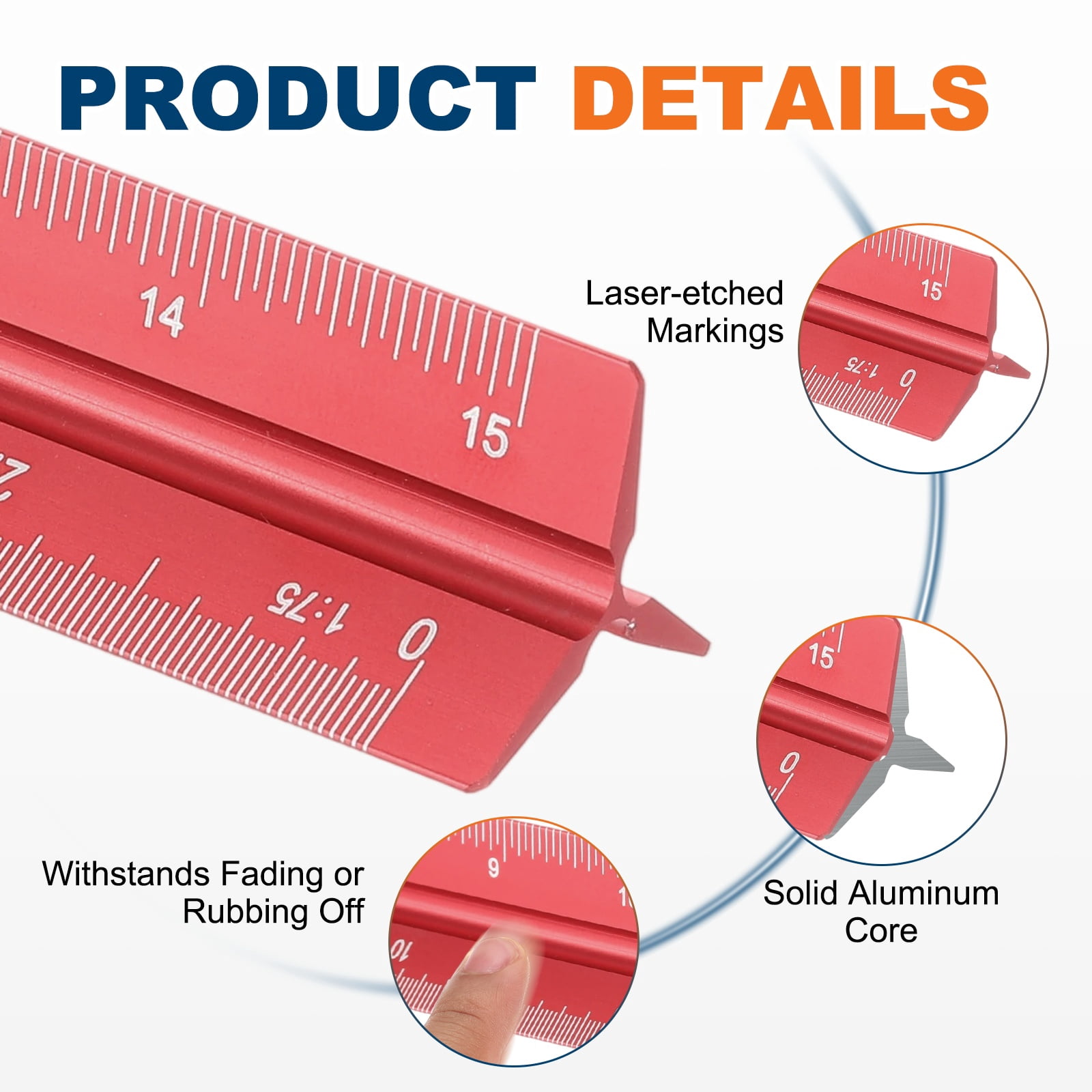 Uxcell Architectural Scale Ruler 7 Inch Metric Aluminum Alloy Triangular Drafting Ruler, Blue