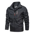 thumbnail image 2 of SWSMCLT Men's Cozy Coats Fashion Coat Fall Long Sleeve Detachable Hood Band Collar Full Zip Jackets & Coats Grey Small, 2 of 2