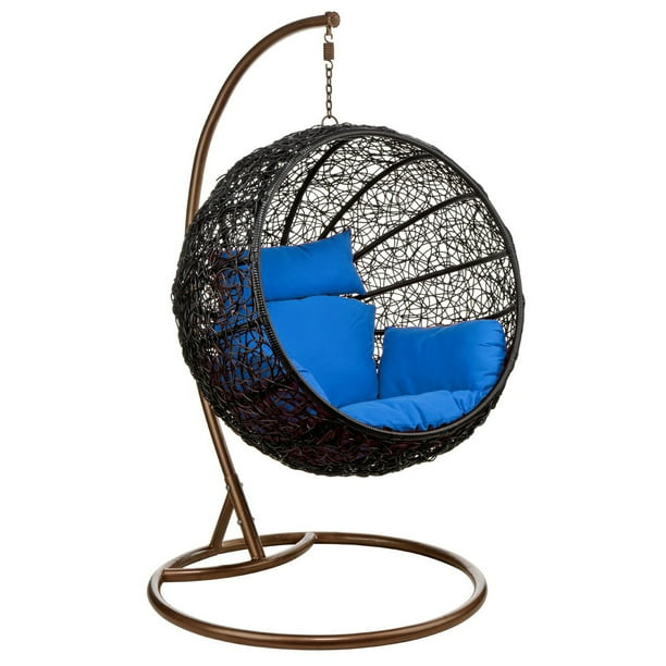 Wicker Rattan Hanging Egg Chair Swing for Indoor Outdoor Patio Backyard