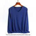 thumbnail image 3 of Guardurnaity Ropa interior térmica de invierno, camiseta elástica con cuello en V grueso portátil de manga larga, Tops casuales de moda cómodos Camisetas Azul SG Guardurnaity AP013771-01, 3 of 6
