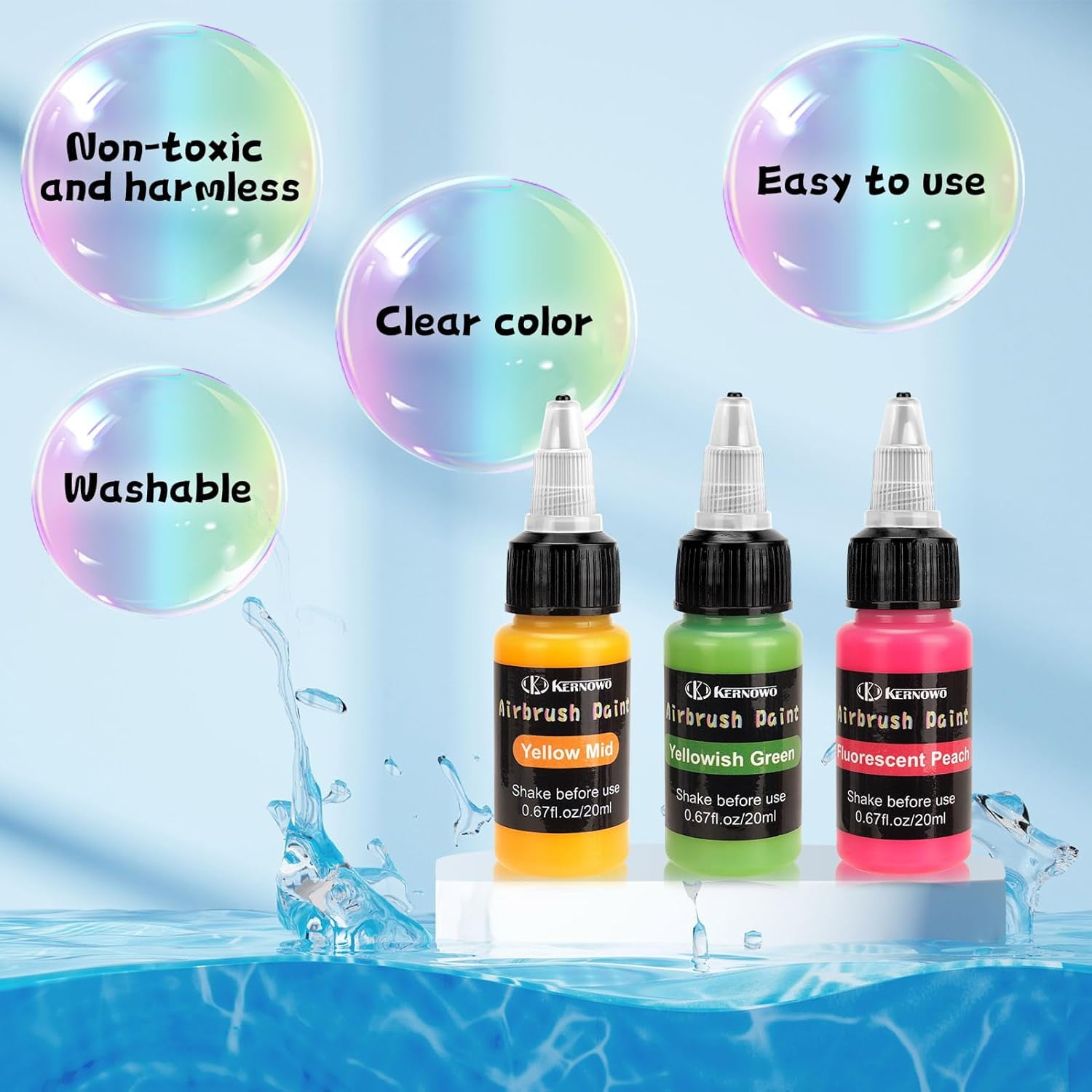 Airbrush Paint, 36 Colors with 2 Thinner Airbrush Paint Set, Water-Based Air Brush Painting 0.67 oz, Brilliant Colors Acrylic Airbrush Paint for Nails, Aetists, DIY, Hobbyist, Beginners, 20ml/Bottle