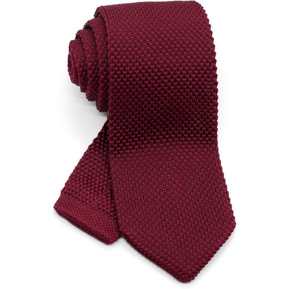 Reliable Men's Pointed Knit Tie Necktie Width 2.75 inches Washable Solid Color Burgundy Dark Red Wine ensuring long - lasting use