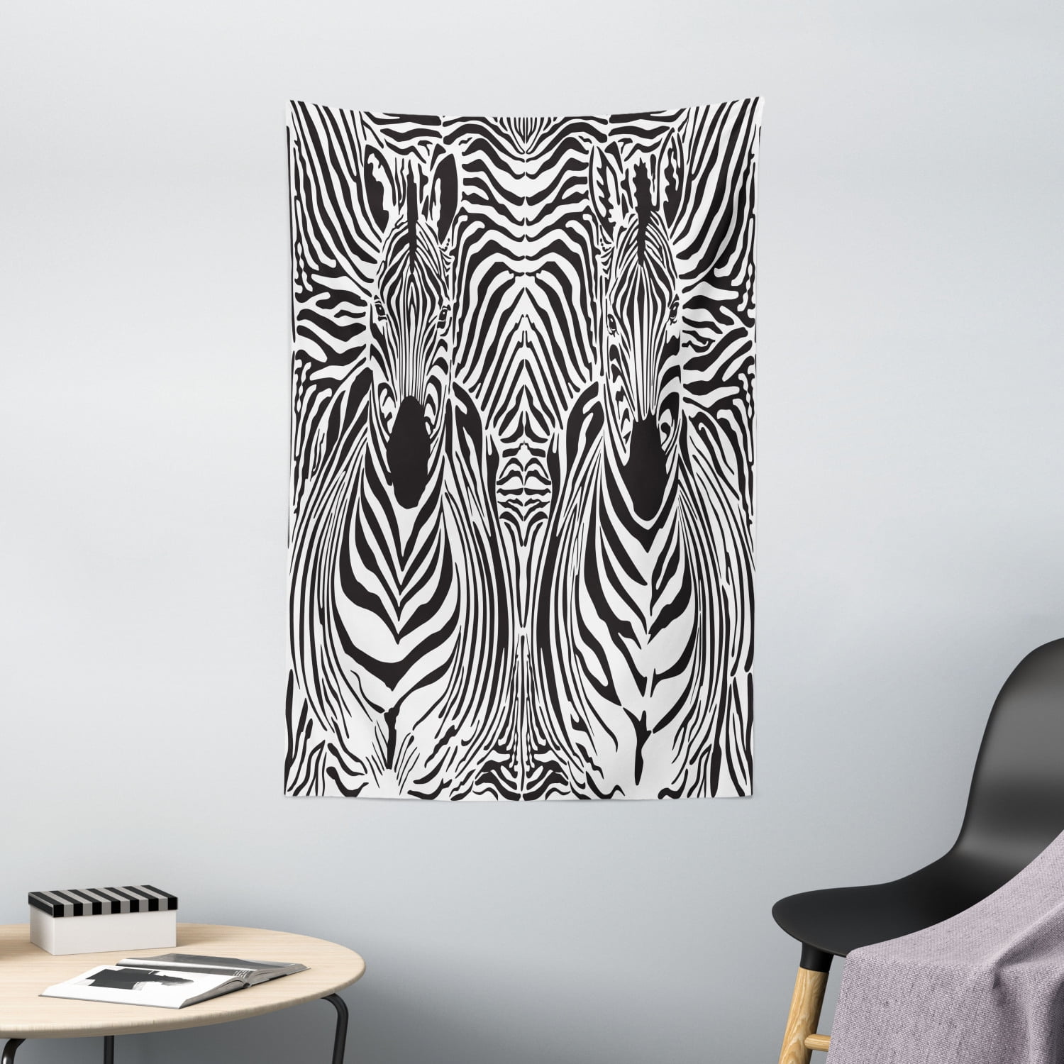 Zebra Print Decor Wall Hanging Tapestry, Illustration Pattern Zebras