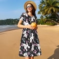 thumbnail image 4 of Lsque Cute Poodle Dog Print Women's Casual Dress T-Shirt Summer Short Sleeve Scoop Neck Swing Dresses, 4 of 6