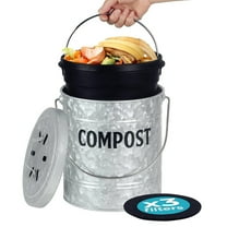 Metal Countertop Compost Bin for Home Indoor, 1.3 Gal/5L Food Waste Container with Lid, Kitchen Caddy for Composting, Silver Compost Storage for Counter Use