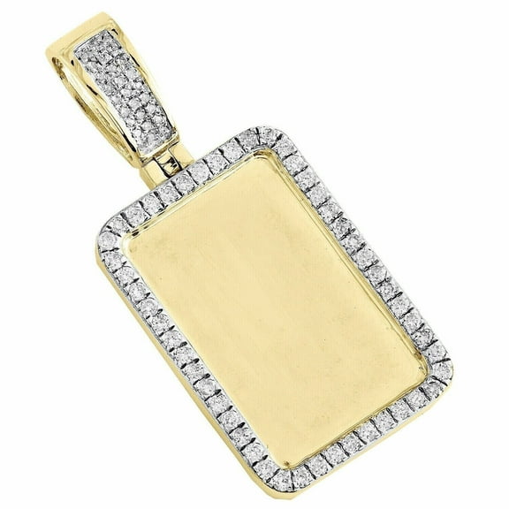 1Ct Round Moissanite Memory Picture Frame Pendant 14K Yellow Gold Finish Silver