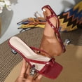 thumbnail image 6 of PiGOGI Women's High Heel Flip Flops Thin Strap Open Toe Crystal Heel Non-Slip Comfortable Party Sandals Plus Size Wine 5.5, 6 of 9