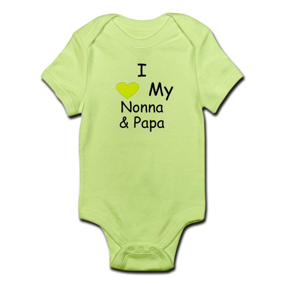 CafePress - I Love My Nonna & Papa Yellow Infant Bodysuit - Baby Light Bodysuit