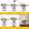 thumbnail image 3 of Pour Over Coffee Dripper, Stainless Steel Reusable Coffee Filter Slow Drip Paperless Coffee Strainer 1-4 Cup Metal Cone Coffee Maker Holder with Removable Cup Stand, Spoon, Brush (Silver), 3 of 7