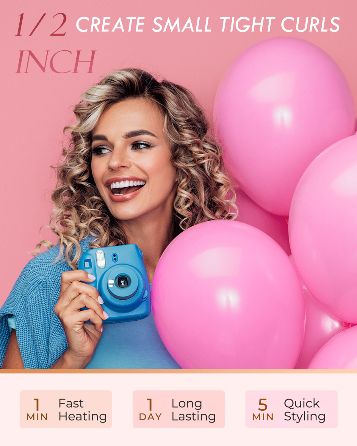 Weeyum 1/2 Inch Curling Iron, Ceramic Tourmaline photo 3