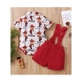 thumbnail image 3 of Qiylii Baby Boys Christmas Clothes Set, Cartoon Elk Romper+Red Suspender Shorts, 3 of 9