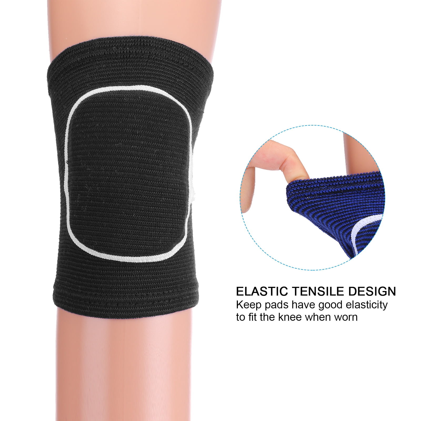 Uxcell L Protective Knee Pads Volleyball Knee Pads Sponge Knee Pads Brace, Black White 3 Pairs