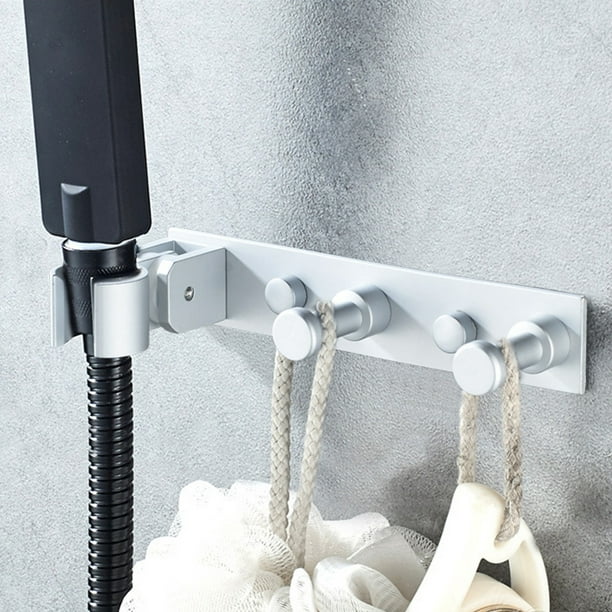 Ganchos para ducha, soporte de pared para ducha, colgador de ducha de acero inoxidable, acabado cepillado, ganchos impermeables, soporte resistente, para baño, espacios pequeños, hotel,