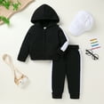 thumbnail image 2 of Tiny Cutey Toddler Girl Boy Hoodie Clothes Set Fall Long Sleeve Solid Baby Sweatsuit Outfits with Cap for 12-18 Months, 2 of 8