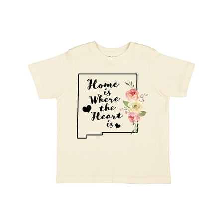 

Inktastic New Mexico Home is Where the Heart is with Watercolor Floral Gift Toddler Boy or Toddler Girl T-Shirt