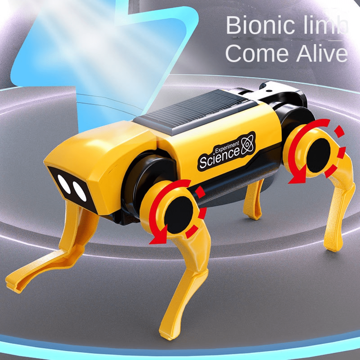 Solar Robot Toy Electric Robotic Dog with Interchangeable Cat Heads DIY Building Kit for Kids Christmas Birthday Gifts