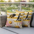 thumbnail image 4 of Flowers Bee Pillow Covers 2 Pack Spring Pink White Floral Yellow Dots Beige Stripes Pillowcase Waterproof Outdoor Throw Pillow Cover for Patio Garden Square Cushion 26”x26”, 4 of 9