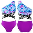 thumbnail image 7 of Alvivi Nimiya Girl's Bikini Set Swimsuit One Shoulder Two Piece Swimwear Hawaiian Summer Bathing Suits Purple Fish Scales 8, 7 of 7