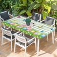 thumbnail image 2 of Easter Table Cloths for 6 Foot Rectangle Tables, Spring Colorful Easter Eggs Bunny Butterfly Green Patio Waterproof Elastic Fitted Tablecloths, Washable Rectangular Table Cover for Camping, 2 of 8