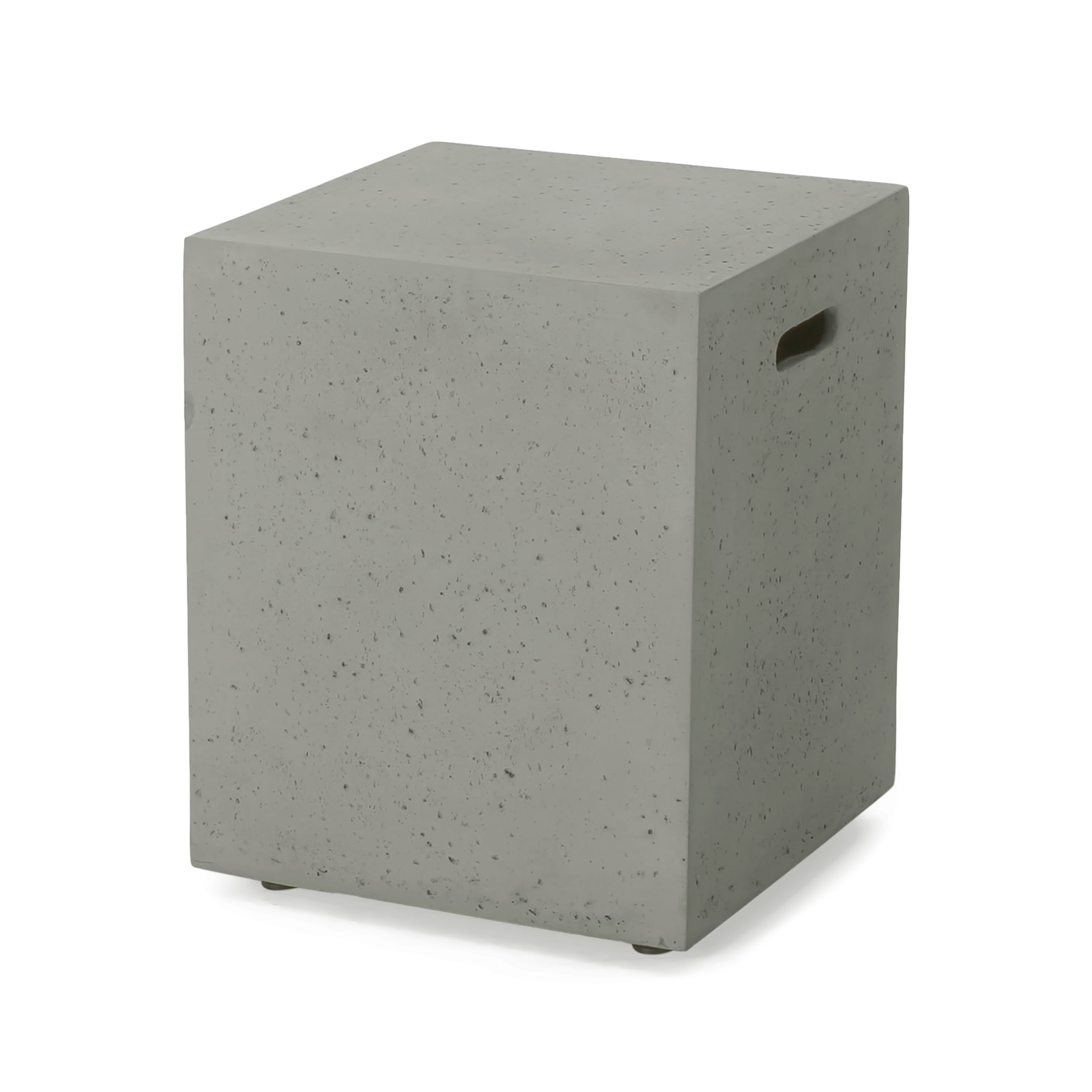 Mintazer 16" Lightweight Concrete Propane Tank Holder Side Table, Multifunctional Square Outdoor End Table for Patio Backyard, Light Gray
