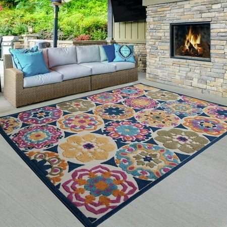 Winston Porter Schirado Yellow Blue Indoor Outdoor Area Rug